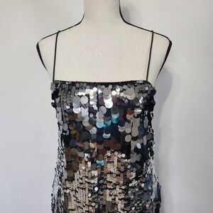 THIRTY/THIRTY OMBRÉ SEQUIN MINI DRESS Silver and Black Bodycon Prom Homecoming S